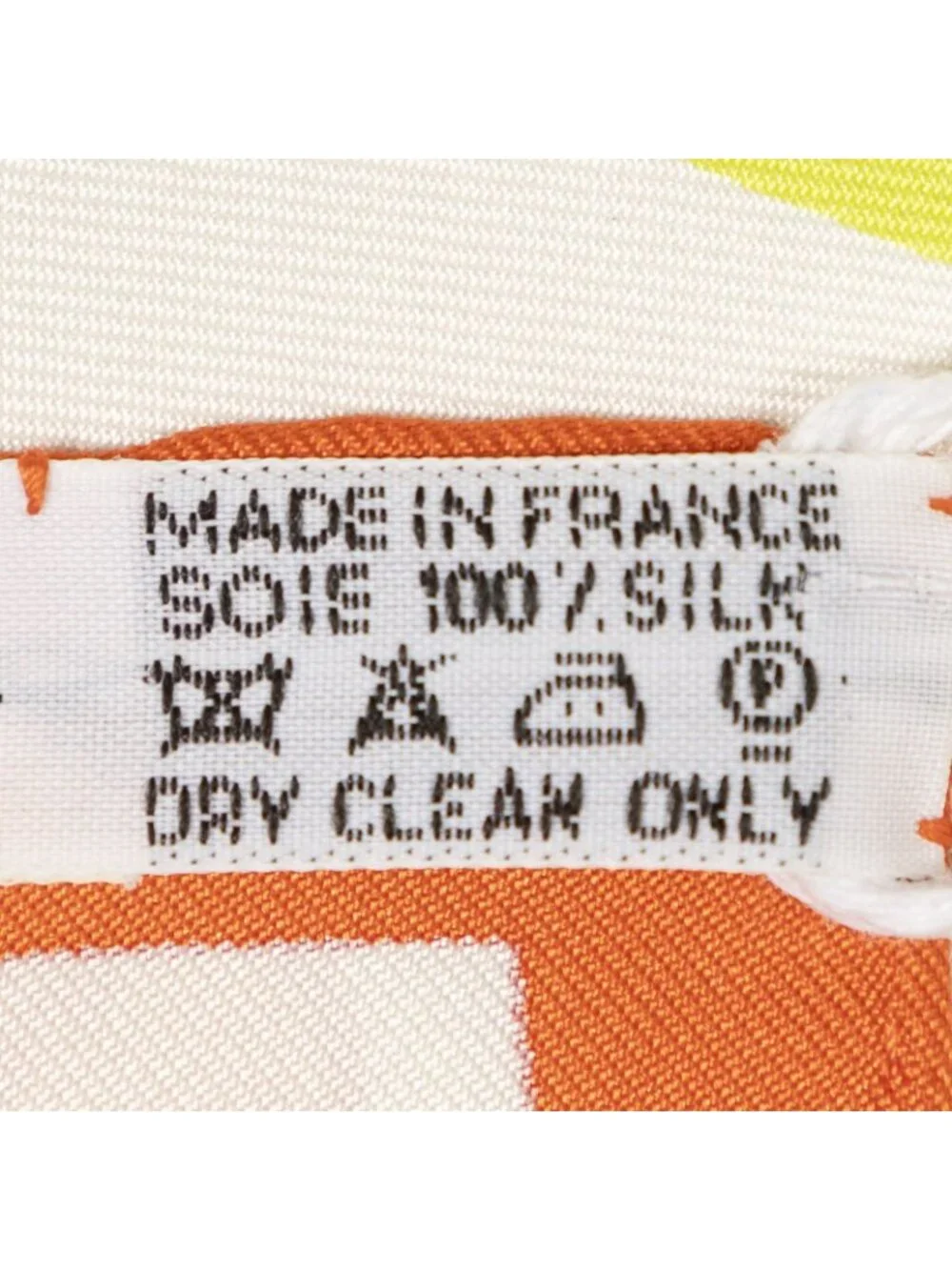 Hermes Scarf Orange Green White Twill Silk